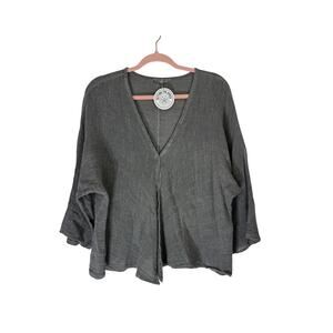 NWT Tempo Paris Gray Linen Lightweight Dolman 1 Button Closure Jacket Size S